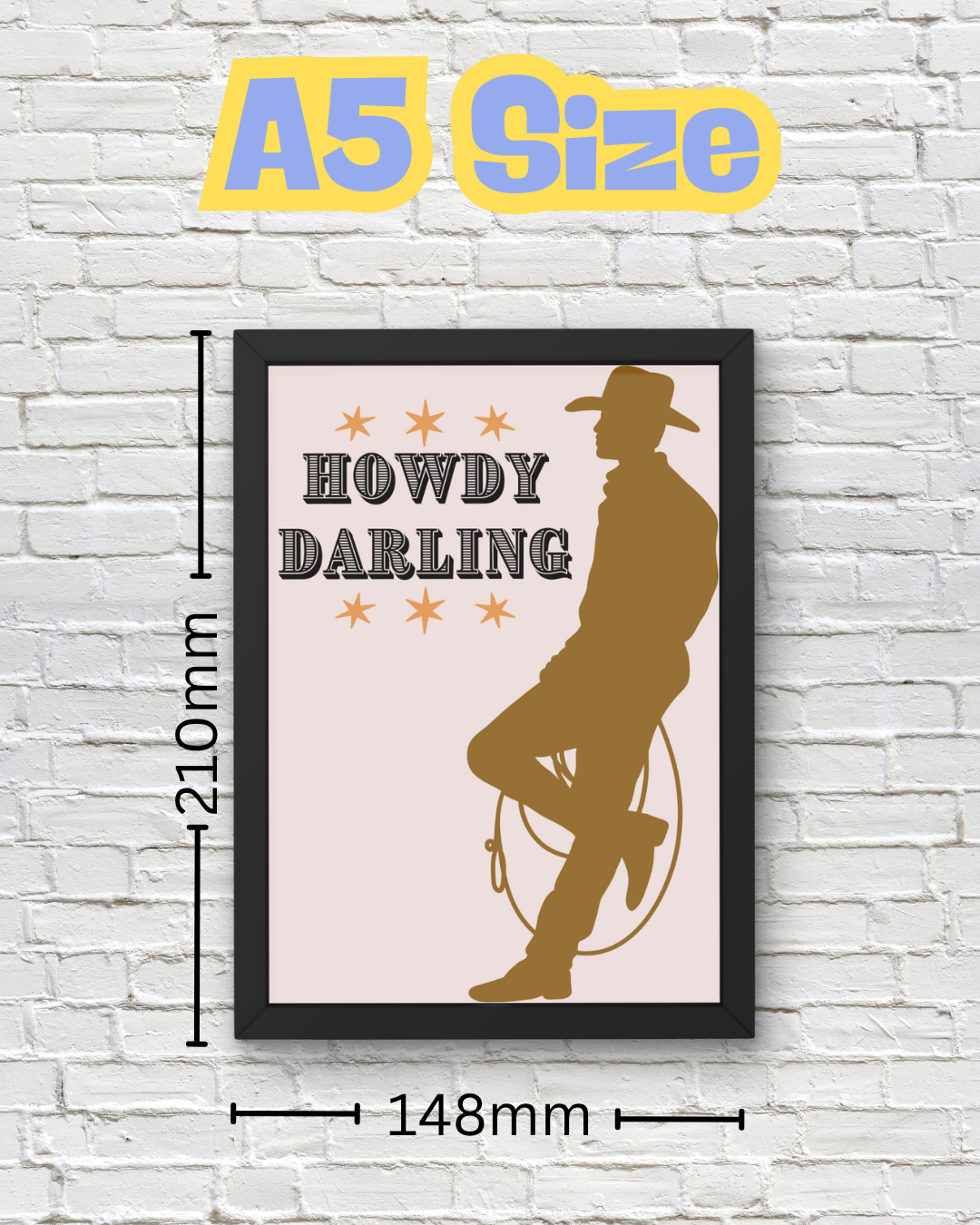 Howdy Darling & Howdy Cowboy Western Wall Art Prints – Country Couple Décor, Rustic Farmhouse for Bedroom, Lounge or Dorm Room