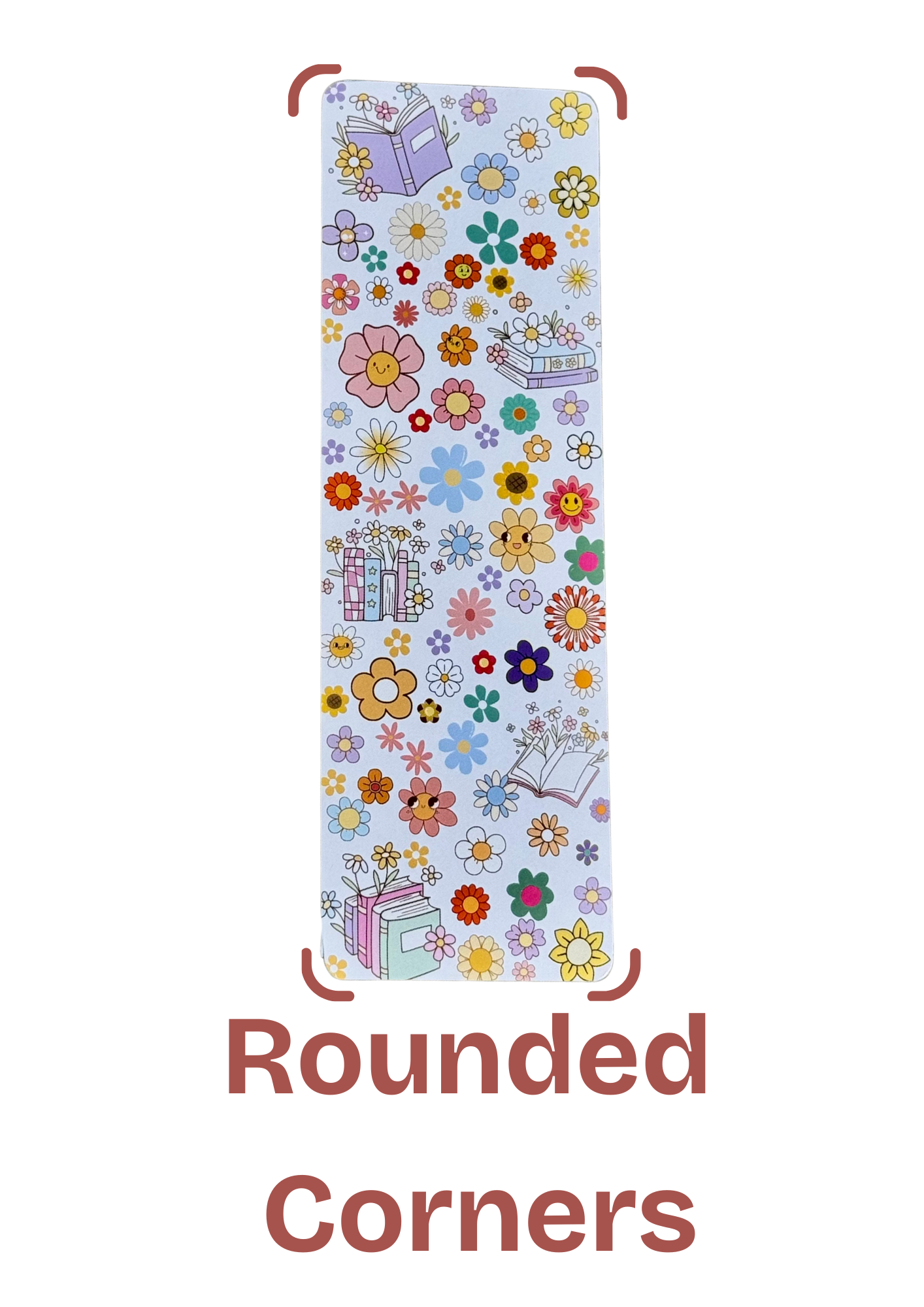 Cute Floral Books Bookmark – Aesthetic Daisy & Book Design – With Tassel Option – Square or Rounded Corners – Charity Donation Included