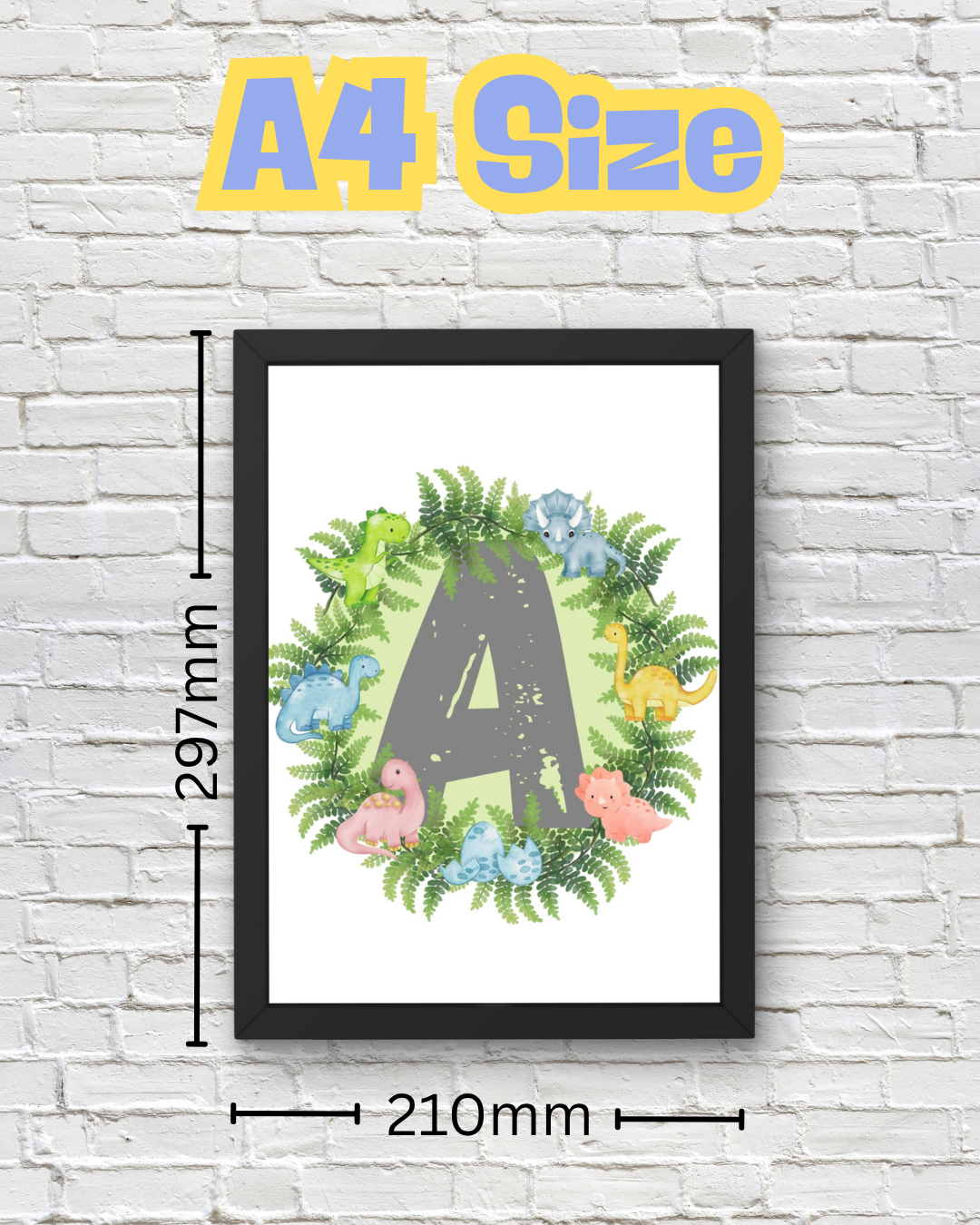 Dinosaur A-Z Alphabet Monogram Wall Art Print – Personalized Prehistoric Nursery Décor, Kids Room Printable, Educational Dinosaur Name Initial Poster