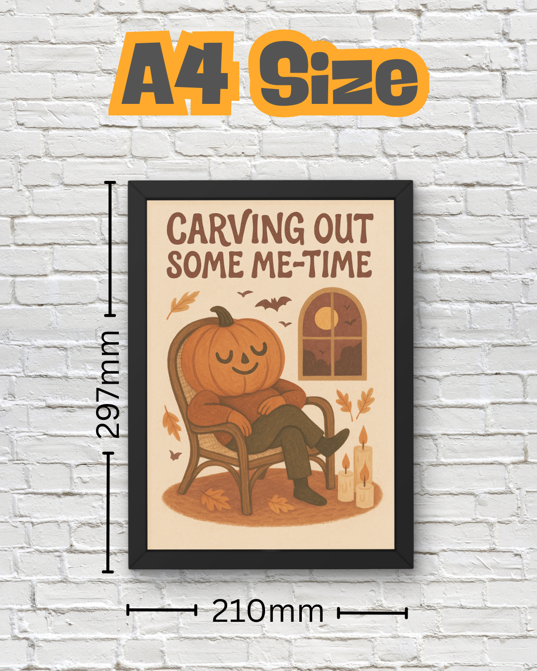 Carving Out Some Me-Time Halloween Wall Décor- Cute Halloween Print- Cute But Creepy Spooky Gift - Neutral Spooky Fall Poster- Pumpkin Décor