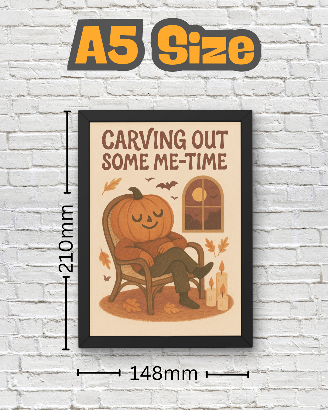 Carving Out Some Me-Time Halloween Wall Décor- Cute Halloween Print- Cute But Creepy Spooky Gift - Neutral Spooky Fall Poster- Pumpkin Décor