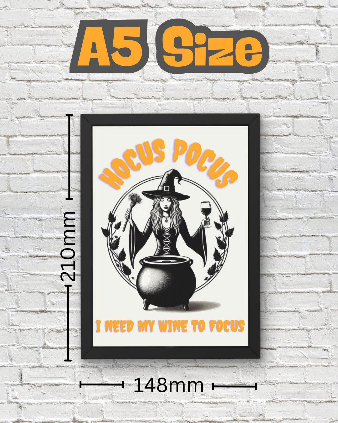 Hocus Pocus I Need My Wine To Focus - Funny Halloween Kitchen Décor - Spooky Wall Décor - Cute Wine Print - Neutral Spooky Poster