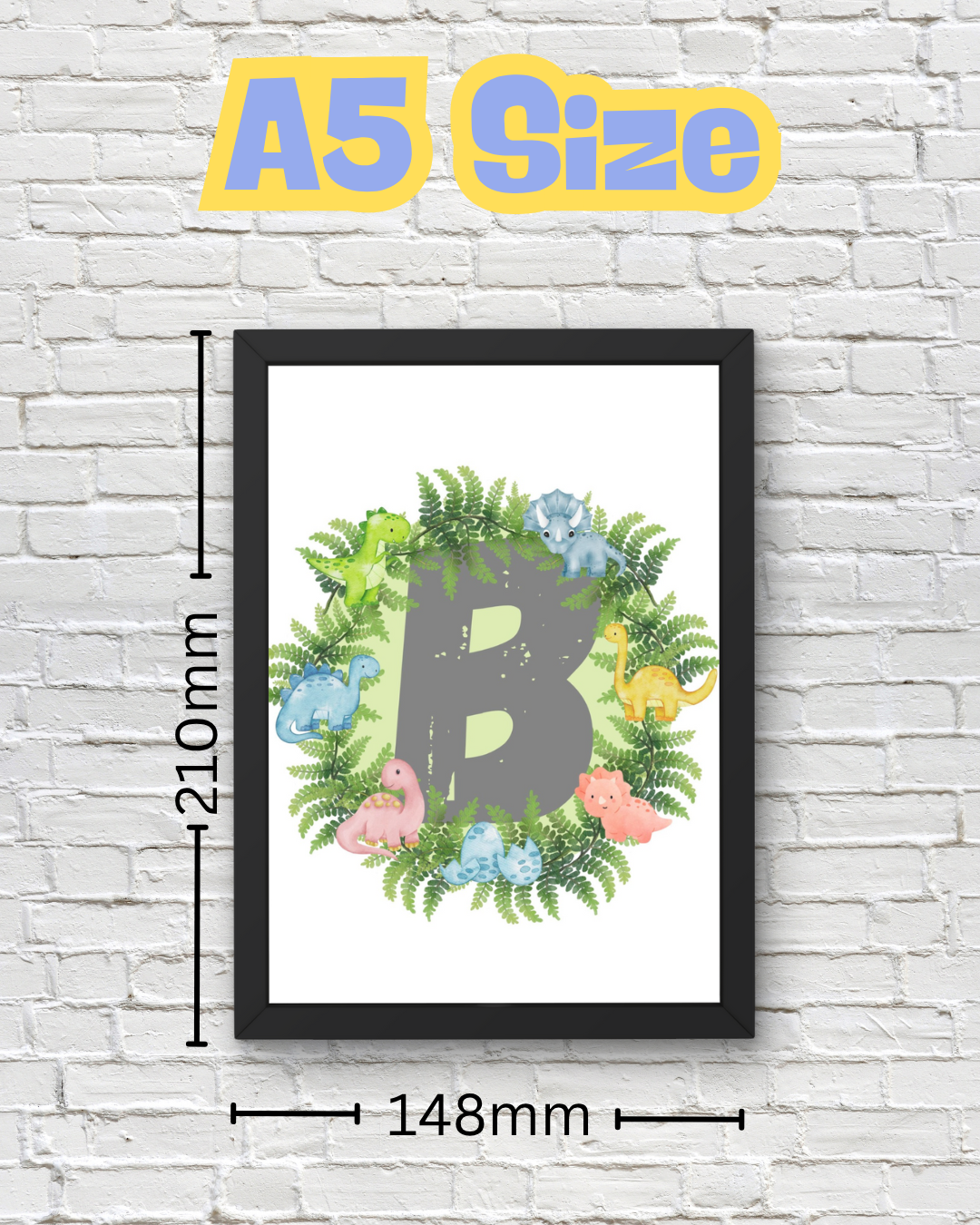Dinosaur A-Z Alphabet Monogram Wall Art Print – Personalized Prehistoric Nursery Décor, Kids Room Printable, Educational Dinosaur Name Initial Poster