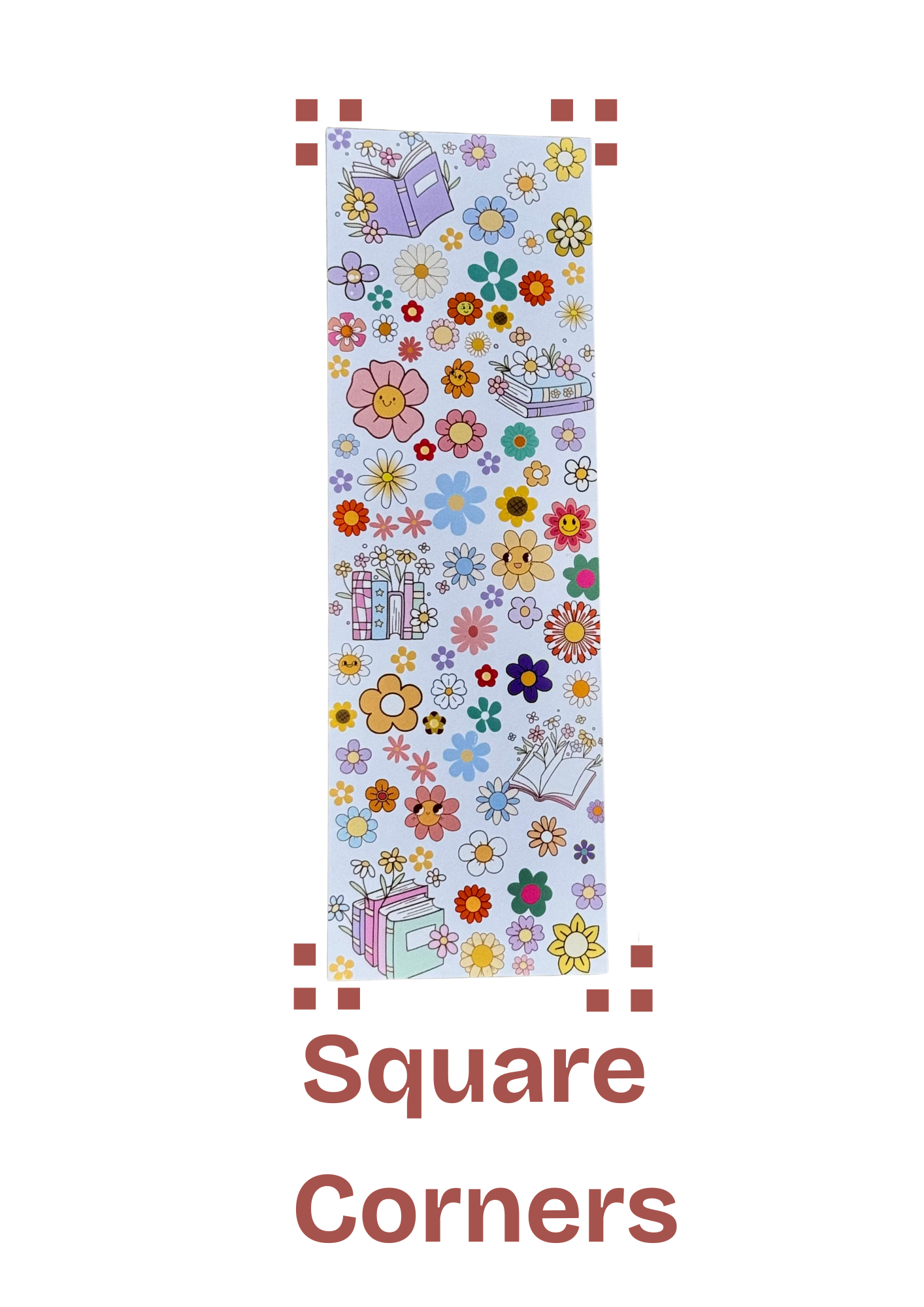 Cute Floral Books Bookmark – Aesthetic Daisy & Book Design – With Tassel Option – Square or Rounded Corners – Charity Donation Included