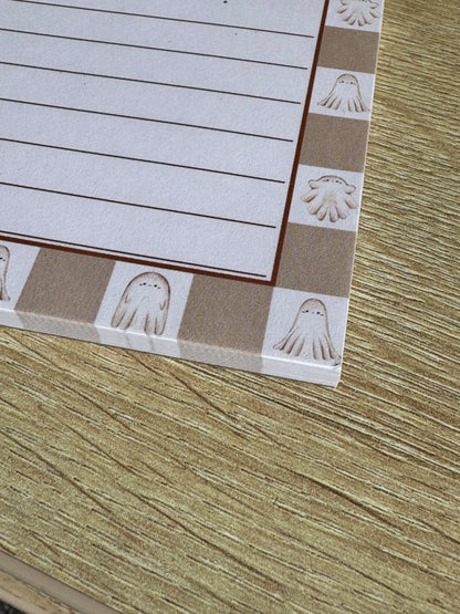 Ghostly Things To Do Halloween Memo Pad | 50 Page Cute Ghost Notepad for Fall | Spooky Season Stationery, To Do List, Halloween Planner Note