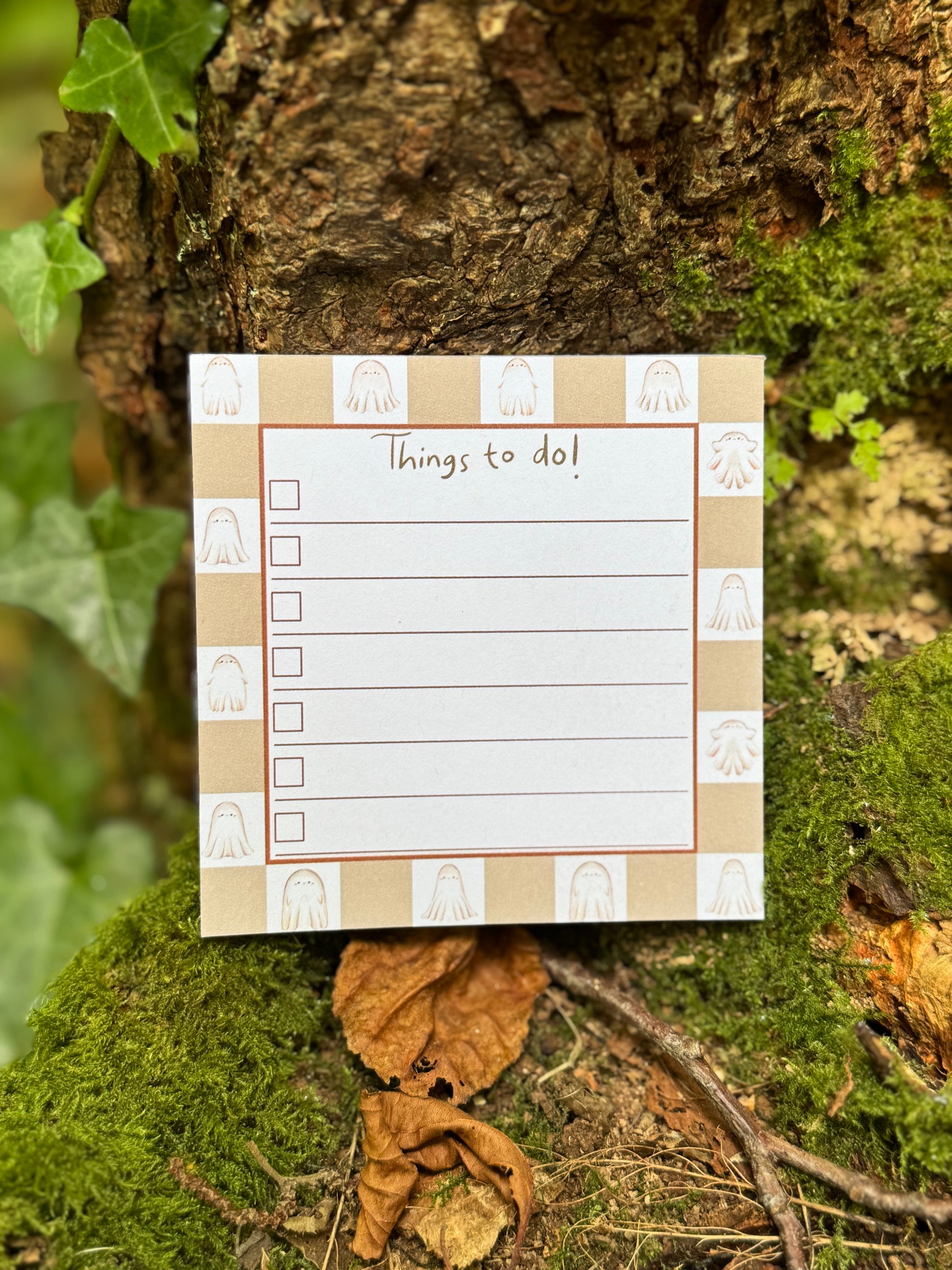 Ghostly Things To Do Halloween Memo Pad | 50 Page Cute Ghost Notepad for Fall | Spooky Season Stationery, To Do List, Halloween Planner Note