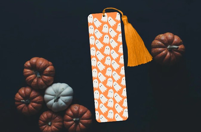 Here For The Spirt Ghost Halloween Bookmark-Helping Charity-Goth Tassel Cute Bookmark-Pumpkin Fall Gift For Book Lover-Autumn Spooky Season