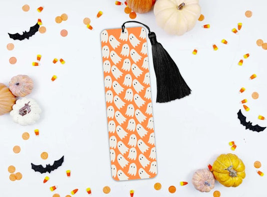 Here For The Spirt Ghost Halloween Bookmark-Helping Charity-Goth Tassel Cute Bookmark-Pumpkin Fall Gift For Book Lover-Autumn Spooky Season