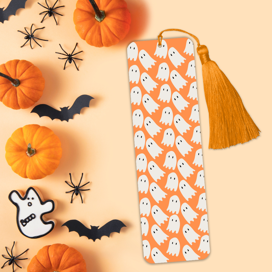 Here For The Spirt Ghost Halloween Bookmark-Helping Charity-Goth Tassel Cute Bookmark-Pumpkin Fall Gift For Book Lover-Autumn Spooky Season
