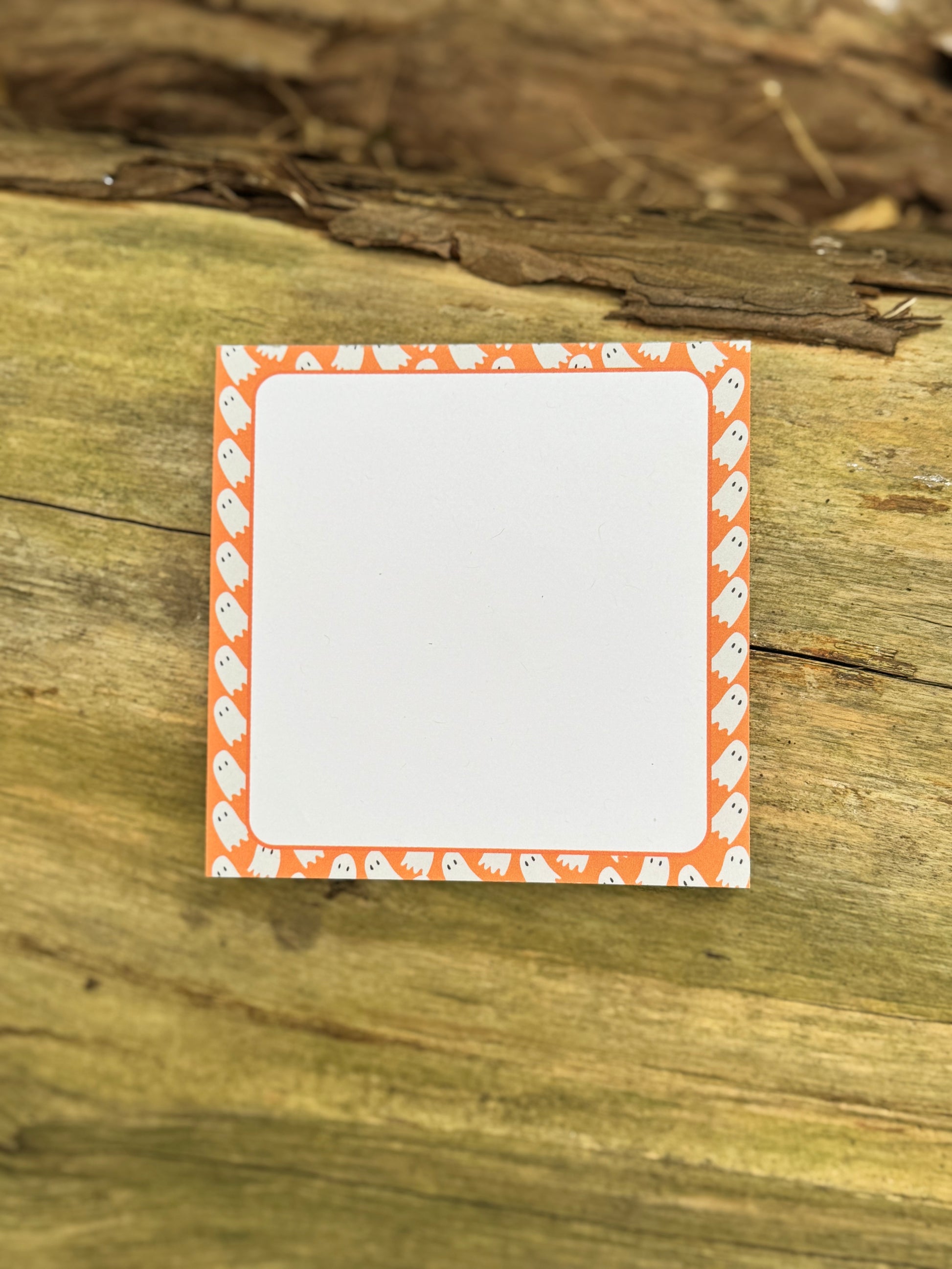 Here for the Spirit Halloween Memo Pad | 50 Page Ghost Notepad with Orange Border | Cute Fall Stationery for Spooky Season & Trick or Treat
