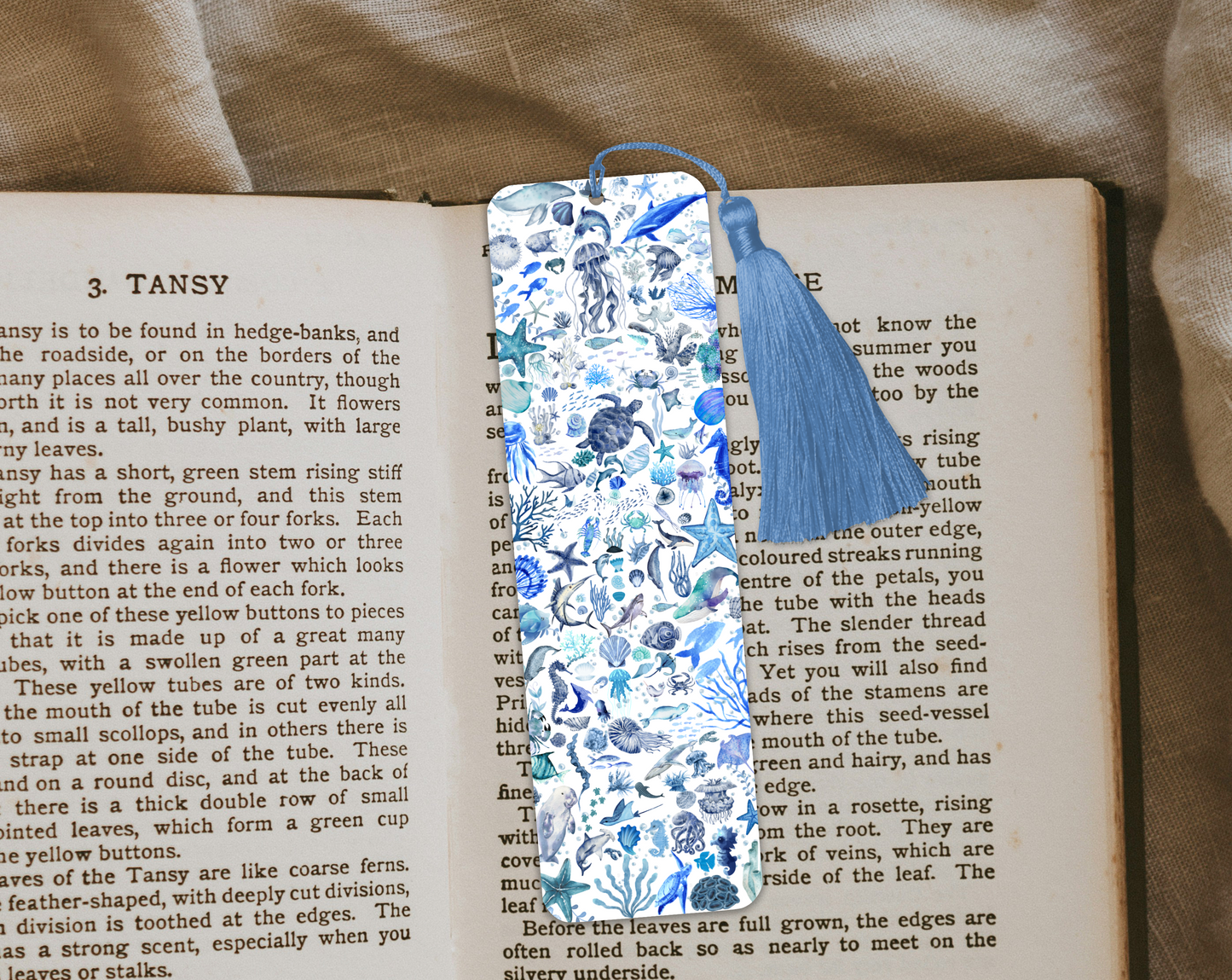 Ocean Time Sealife Bookmark – Coastal Marine Animal Bookmark for Kids & Adults, Beach Reading Accessory, Ocean Lover Gift, Nautical Bookmarker