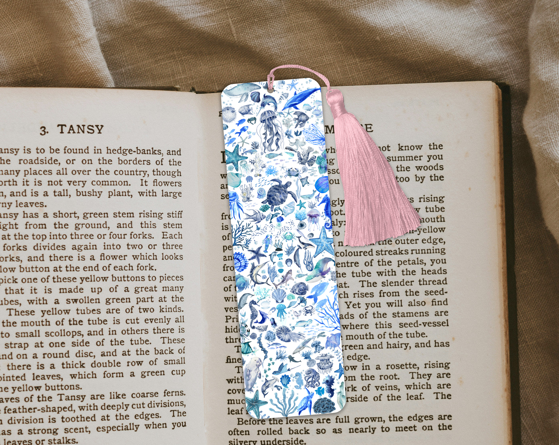 Ocean Time Sealife Bookmark – Coastal Marine Animal Bookmark for Kids & Adults, Beach Reading Accessory, Ocean Lover Gift, Nautical Bookmarker