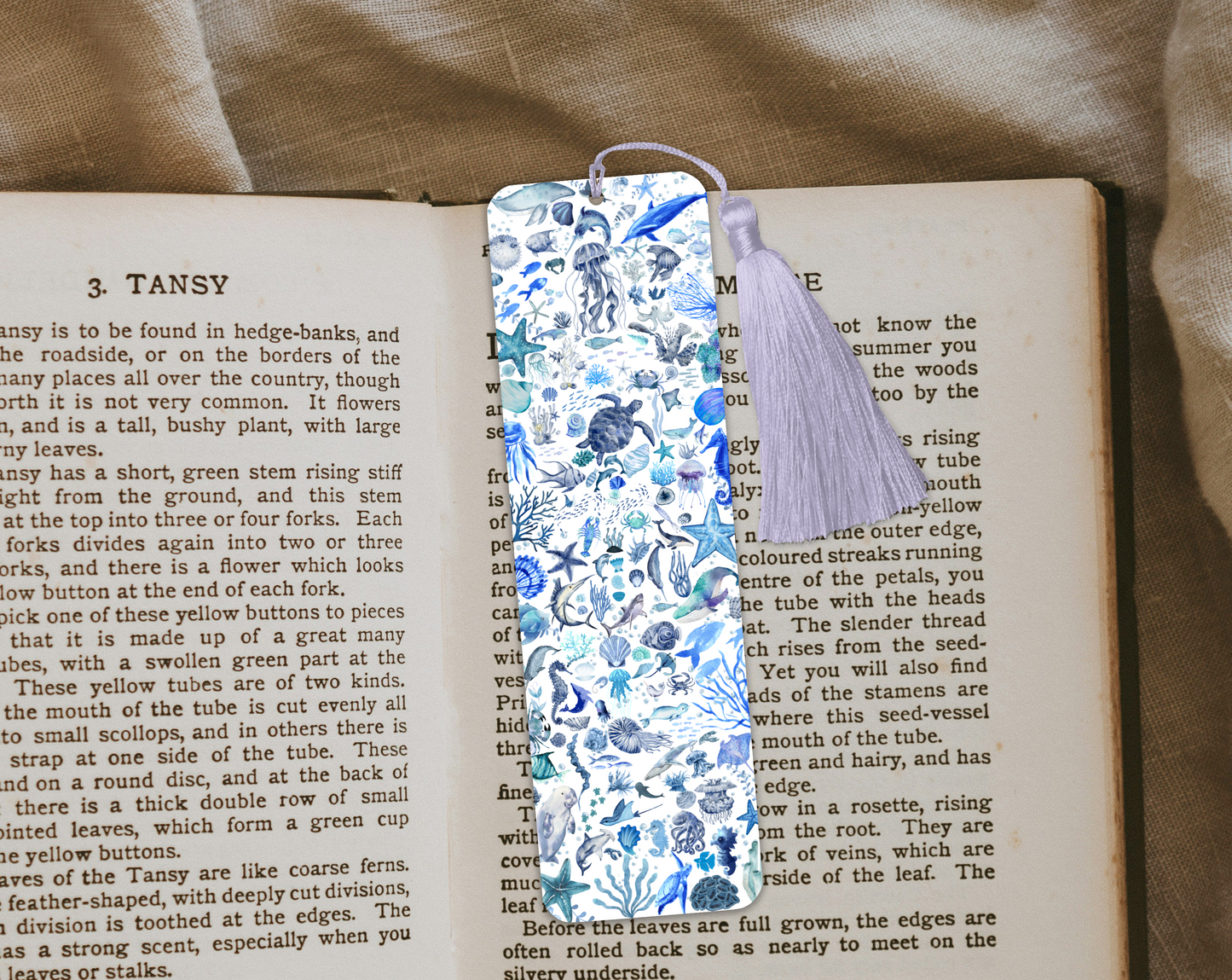 Ocean Time Sealife Bookmark – Coastal Marine Animal Bookmark for Kids & Adults, Beach Reading Accessory, Ocean Lover Gift, Nautical Bookmarker