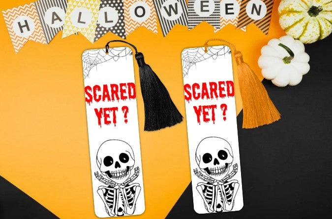 Scared Yet? Halloween Bookmark - Skeleton Spooky Season Vibes - Goth Approved - Horror Reader Gift - Autumn Cosy Fall Read -Charity Donation