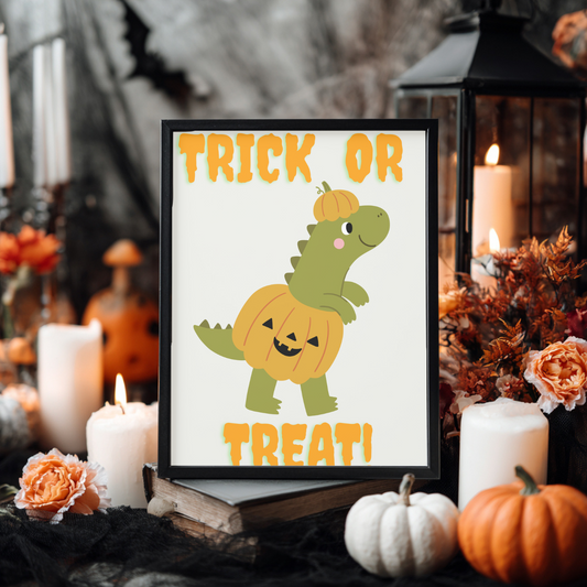 Dinosaur Nursery Halloween Wall Art- Season Wall Décor- Cute But Creepy- Kids Room Décor- Neutral Spooky Poster- Cute Gift- Playroom Décor