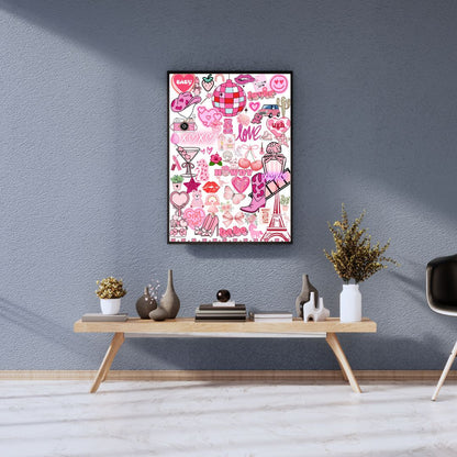 Y2K Pink Aesthetic Collage Wall Art Print – Cute A4/A5 Poster for Dorm Room Décor, Trendy Coquette & Retro Girlcore Vibes