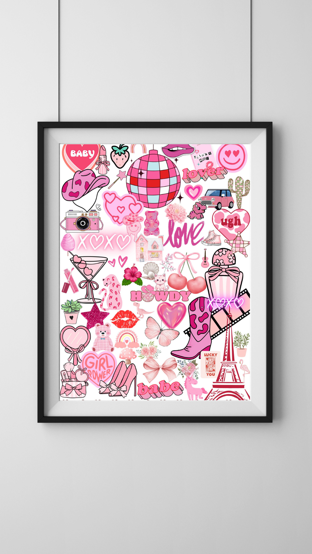 Y2K Pink Aesthetic Collage Wall Art Print – Cute A4/A5 Poster for Dorm Room Décor, Trendy Coquette & Retro Girlcore Vibes