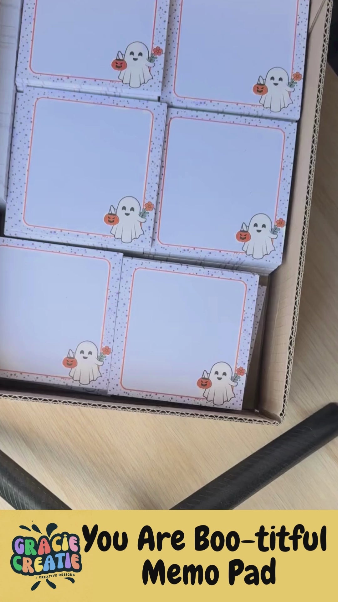 You Are Boo-titful Halloween Memo Pad | 50 Page Ghost Notepad with Cute Pumpkin & Stars | Kawaii Fall Stationery for Spooky Season Notes