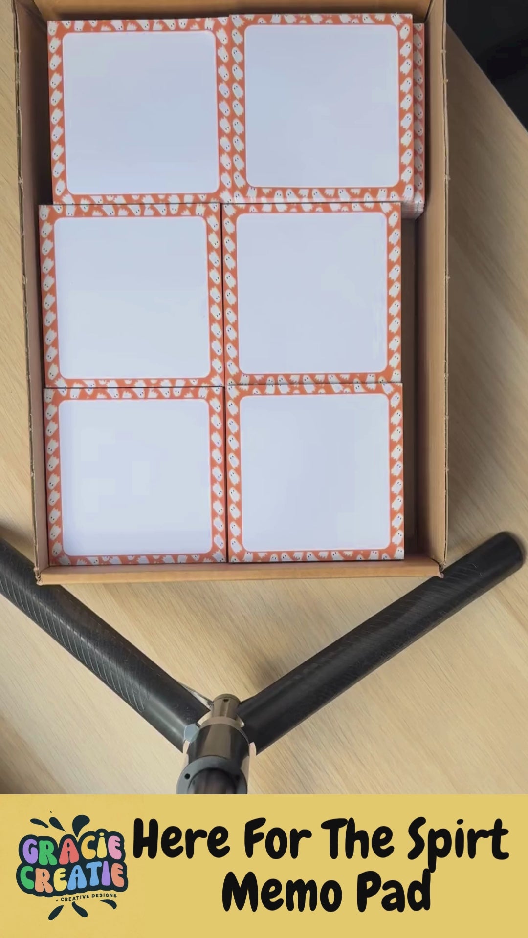 Here for the Spirit Halloween Memo Pad | 50 Page Ghost Notepad with Orange Border | Cute Fall Stationery for Spooky Season & Trick or Treat